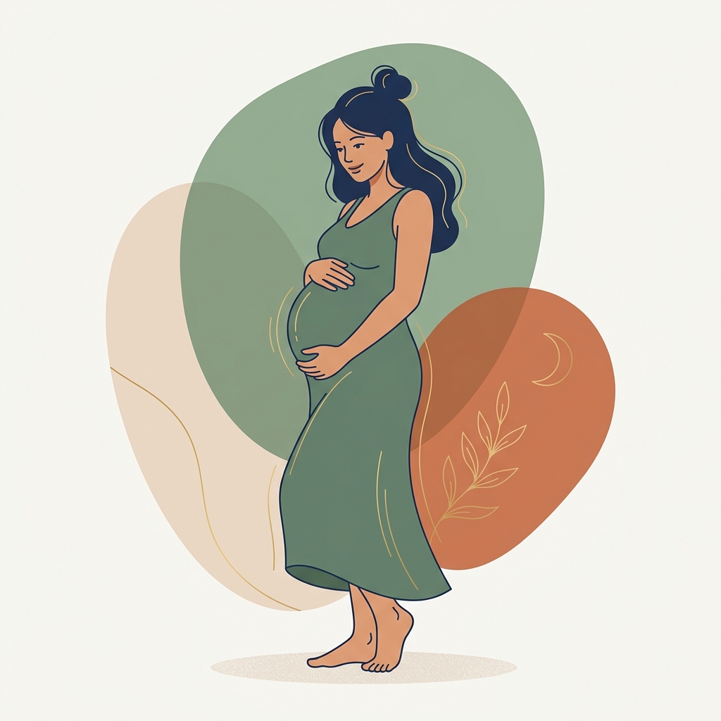 Pregnant mother in a warm home setting